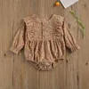 Rompers schattige babykleding lente herfst mode baby peuter meisjes kleding corduroy bloemen afdrukken lange mouw romper jumpsuit 230525