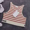 Tanks pour femmes Camis Tops Tees printemps et été élastique sportif de loisirs à fond de gilet à bande noire gris