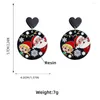 Stud Earrings Resin Halloween Christmas Pattern For Women Jewelry Accessories Vintage Punk Dangle Earring Bijoux Wholesale