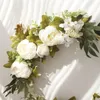 Decoratieve bloemen Pioen kransen voor voordeur kunstmatige bloemendecoratie bruiloft centerpieces kaarthouders metalen krans slinger