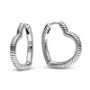 Autentisk 925 Sterling Silver Sparkling Heart Charm Hoop Earrings for Women Wedding Gift Fashion Jewelry