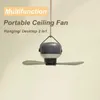 New Mini USB Camping Fan Battery Operated Remote Control 4 Gears Portable LED Light Tent Hanging Ceiling Fan for Home Outdoor Bed