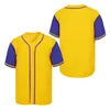 Maglia da baseball autentica personalizzata giallo viola cucitura nome numero taglia S-4XL