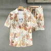 Tracksuits voor heren strandkleding Men 2 -delige set Hawaiiaanse shirts shorts voor zomerse casual kleding 2023 merk bloemen gedrukt