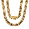 Collier en or lourd pour hommes, 30 pouces, 11/13/16/21mm, 14k, remplissage en or massif, chaîne cubaine épaisse, chaîne grossière cryptée cubaine