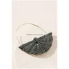 Charme handgemachte Rattan St Weave Ohrringe Halbkreis fächerförmige baumelnde Ohrring für Frauen große Haken Tropfen böhmische Design Lieferung Schmuck Dh86L