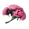 Kwiaty dekoracyjne 6pcs/Zestaw sztuczny jedwabny mini rose pączek ślubna układ sceny Produkcja ścian kwiatowych