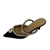 Sandali La moda femminile puntava il toe baotou scarpe tallone alte lady sexy tacchi da sposa con le perle deco femminile shoessandals