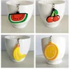 Keychains 1 Creative PVC Soft Simulated Fruit Bag Pendant Small Gift Spotted Keychain Accessories G230525