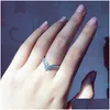 Обручальные кольца принцесса желание кольца оригинальная коробка для Pandora 925 Sier Sier Wishbone Set Cz Diamond Women Gift Drop Jewelry Dhi4h