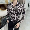 Camisas de vestido masculinas 2023 Homens de verão Summer Sleeved Floral Streetwear Button Down Down Ladies Slim Fit Chemise Homme i52