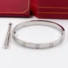 The new 925 Sterling Silver Fashion full with glossy designer High quality bracelet for Couples Luxury jewelry Charm Love bracelet available wholesale