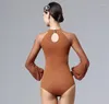 Стадия носить взрослые латинские балетные танцевальные одежды Женские тренировочные наборы тела на спине леолард черный танцевальный костюм фигура фигура