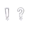 Stud Earrings Zircon Pendant For Modern Women Silver Color Hollow Exclamation And Question Mark Trendy Cute Teen Girl Party Gift