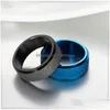 Band Rings 8Mm Sandblast For Men Women Stainless Steel Black Blue Gold Engagement Promise Ring Fashion Jewelry Accessories B Dhayd