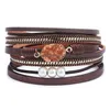 Other Bracelets Handmade Mtilayer Leather Bracelet Druzy Resin Stone Bead Cuff Wrap Magnetic Buckle Wristlet Holiday Jewelry Dhg5U