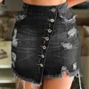 Etekler vintage moda siyah mini denim Seksi kız için yarık