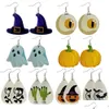 Charme Halloween Noël Thème Boucles D'oreilles En Cuir Skl Citrouille Imprimer Drop Dangle Boucle D'oreille Bijoux Cadeaux Pour Femmes Filles Livraison Dhmxm