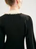 Vestidos casuais vestido de malha de colarinho de boneca preta 2023 Autumn manga de sopro de outono de peito A-line Skirt de alta qualidade feminina