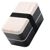 Zestawy naczyń stołowych 1.2L Portable Studenci Lunch Box Plastikowe bento podwójna warstwowa posiłek (czarny)