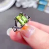 Cluster Rings Natural Peridot Ring For Women Fine Jewelry Real 925 Sterling Silver 6x8mm Square Gem Support Test Exquisite Gift