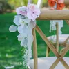 Decorative Flowers Chair Sashes Artificial Tie Seat Knot Cover Back Rose Belt Bow For El Banquet Wedding Party Events Dining Decoration