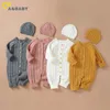 Rompers Ma Baby 018M Warm Clothing Knit Romper born Infant Toddler Boy Girl Long Sleeve Jumpsuit Hat Fall Spring Outfits 230525
