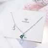 Hänge halsband blå kristall starry himmel stjärna hängen halsband för kvinnor 2023 trendig koreansk mode hals smycken tröja kedja flicka