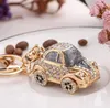 Metal Mini Rhinestone målning Oljehänge Beetle Car Keychain Pendants Cartoon Cute Creative Small Gift Keychains DD323