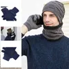 Hattar halsdukar handskar sätter 3 st män kvinnor vinter fleece beanie hatt halsduk pekskärm set tjock stickad varm stickad vantar nack varmare