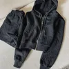 Tracksuit 2 -stycken set kvinnor kläder vår mode mager huva kort jacka och shorts stickad jacquard designer fall kvinnor kläder