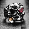 Anillos de banda Moda de acero inoxidable fundido Halloween Rock Punk Skl Ring con Cubic Zirconia Biker Tamaño 813 Drop Delivery Jewelry Dhljf