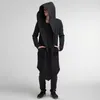 Men's Hoodies Spring Autumn Mid-length Mens Hooded Solid Punk Long Sleeve Coat Outdoor Cardigan Cloak Fashion Men Loose Clothes