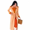 Women Wool X-Long Woolen Cotil Coat Women Cotton Winter Winter Cotton There Outwear Sloting Hem Corn