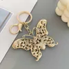 Keychains Sweet Water Diamond Butterfly Keychain Cute Fashion Sparkling Crystal Insect Charm Pendant Handbag Accessories Keyring Jewelry G230526