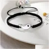 Bracelets de charme Braid Braid Casal Bracelet Yin e Yang Tai Chi Pseras Pingentes Ajustáveis ​​Pingentes de Jóias Mães Drap Delp Dhrou