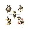 Pins Brooches Black Snake Men Pin For Women Fashion Dress Coat Shirt Demin Metal Funny Brooch Pins Badges Backpack Gift Jewelry Dro Dh4Kg