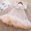 Girl Dresses Children Neck Bow Dress 2023 Summer Tutu Princess Korean Tulle Sequin Frock Party For Kids Clothes