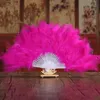 Nieuwe groothandel Wedding Feather Fan Bride Handheld Non-Folding Fans Cool Fans Wedding Photo Shooting Pose Home Decoratie Prop feestvouwen fan voor bal