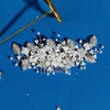 Wedding Hair Combs Floral Leaves Crystal Rhinestone Jewelry Hair Accessories Headwear for Women Headpiece Pearl Silver Tiaras