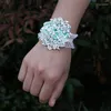 Decorative Flowers Korean Bride Bridesmaid Wrist Flower Exquisite Crystal Handmade Ladies Wristband Elastic Bracelet Party Wedding Supplies