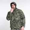 2023 men outdoor waterproof Shark skin soft shell warm grab velvet zipper pocket camo tactical jacket