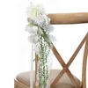 Decorative Flowers Chair Sashes Artificial Tie Seat Knot Cover Back Rose Belt Bow For El Banquet Wedding Party Events Dining Decoration
