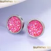 Stud Selling Druzy Resin Earrings Simple And Exquisite Stainless Steel Earring Geometric Round Mineral Face Crystal Ear For Drop Del Dhtno