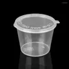 Lagringsflaskor 10/25st 25/27/40/45 ml Plastiska takeaway sås kopp containrar matlåda med gångjärn lockar pigmentfärgpalett engångs