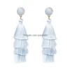 Charme Fashion 4 Brincos de borla em camadas de lã mti cor bohemian binge jóias longas para mulheres entrega por atacado DHTC3