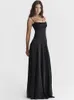 New 2023 Summer Long Dress For Women Vacation Outfits Clothes Elegant And Chic Satin Back Lace Up Party Maxi Dress