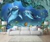 Wallpapers Custom 3D Mural Wallpaper Underwater World Dolphin Mother And Son Deep Love TV Background Wall