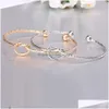 Bangle Designer Knot Cuff Bracelets Bangles For Women Men Charm Open Heart Fashion Jewelry Rose Gold Color Couple Drop Delivery Dhyks