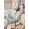 Indumenti da notte da donna in morbido cotone 2 pezzi pigiama a maniche lunghe con scollo a V pigiama Mujer Femme abito da notte allentato femminile casual Homewear Set per le donne